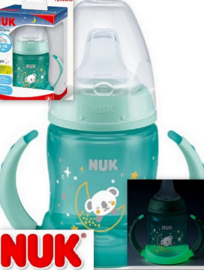 NUK | First Choice Night | Fles om te leren drinken | oplichtend in het donker| 150ml | 6-18m | groen |