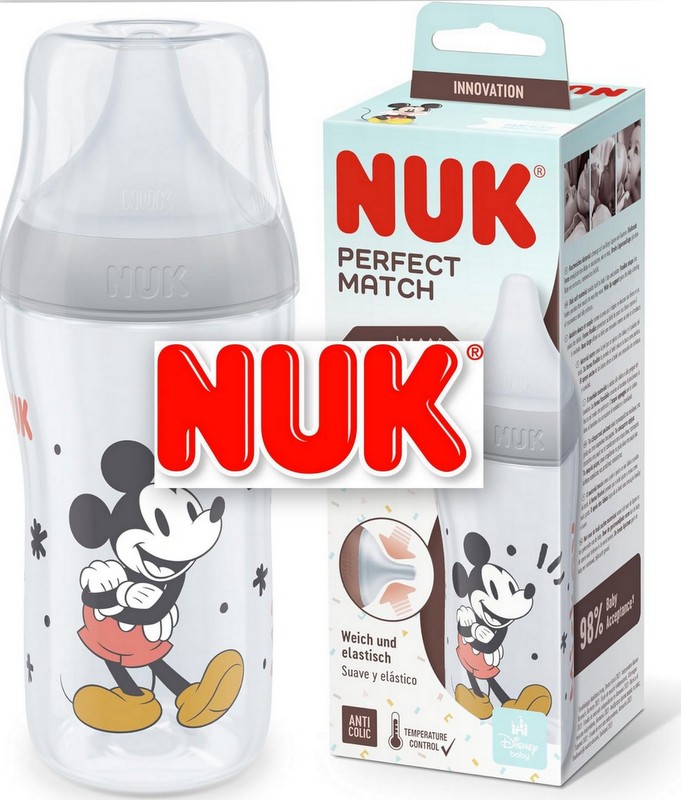NUK | Disney Baby | Mickey Mouse |  Perfect Match Babyfles | 3 m+ |  260 ml |