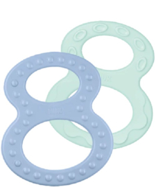 Nuk bijtring 2 stuks | pastel kleur  turkoois-paars | 0+m