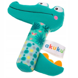 Akuku knuffelrammelaar, piepend, zacht, krokodil 0+