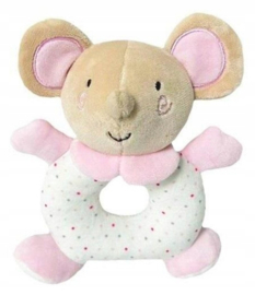 Tulilo  baby pluche  rammelaar - muis - 0m+  18 cm roze