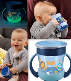 NUK |  Mini Magic Cup Night |  drinkbeker | 360° | 6+ m | oplichtend in het donker | 160 ml | blauw