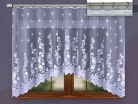 Lia jacquard vitrage -  Gordijn 320 x 180 cm - Curtains - Jacquardgordijnen- bloemenmotief- wit -