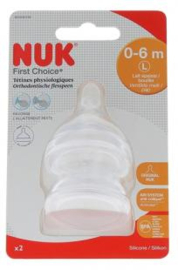 NUK | First Choice | Anti Colic flesspeen siliconen | Air System  | 0-6 maanden |2 stuks