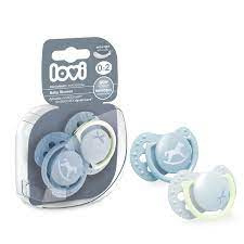 Lovi | siliconen fopspeen | 0-2 m  | 2 stuks | glow in the dark | blauw |