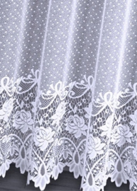 Wilhelmina jacquard vitrage -  Gordijn 400 x 160 cm - Curtains - Jacquardgordijnen- bloemenmotief- wit-
