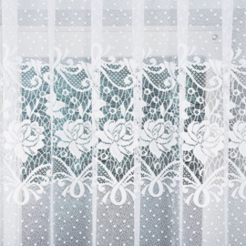 Aniela jacquard vitrage -  Gordijn 300x160 cm - Curtains  - Jacquardgordijnen- bloemenmotief- wit-