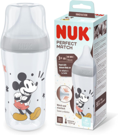 NUK | Disney Baby | Mickey Mouse |  Perfect Match Babyfles | 3 m+ |  260 ml |