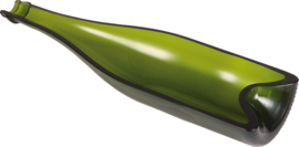 Serveerschaal magnum champagnefles groen - glas 45x13 cm