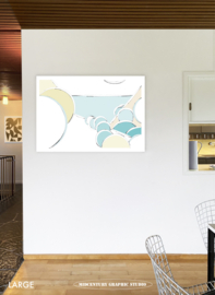 SEA VIEW (aqua) | Midcentury Graphic Studio | Werk op aluminium mat wit