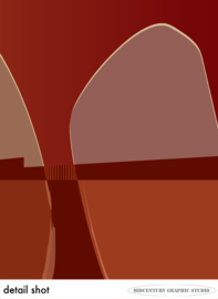 BRIDGE (burgundy) | Midcentury Graphic Studio | Werk op aluminium mat wit