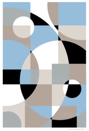 SUNSET (blue) | Mid-Century Graphic Studio | Art print op aluminium mat wit