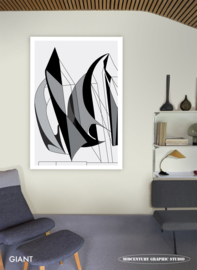 REGATTA (grey) | Midcentury Graphic Studio | Werk op aluminium mat wit