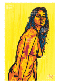 ROCK THAT BODY (yellow) | Caspar Luuk | Art print op luxe papier ingelijst met passe-partout