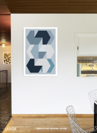 QUARTER PAST THREE (blue) | Midcentury Graphic Studio | Werk op aluminium mat wit