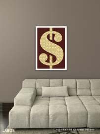 DOLLAR (gold) | Midcentury Graphic Studio | Werk op aluminium mat wit