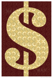 DOLLAR (gold) | Midcentury Graphic Studio | Werk op aluminium mat wit