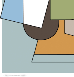 TURNING POINT (blue) | Midcentury Graphic Studio | Werk op aluminium mat wit
