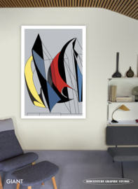REGATTA (multicolor) | Midcentury Graphic Studio | Werk op aluminium mat wit