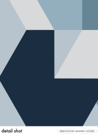 QUARTER PAST THREE (blue) | Midcentury Graphic Studio | Werk op aluminium mat wit