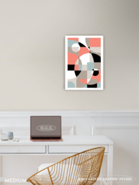 SUNSET (coral) | Midcentury Graphic Studio | Werk op aluminium mat wit