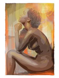 HOPE (orange) | Caspar Luuk | Art print op houten wanddecoratie