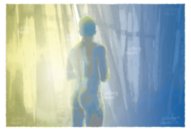 SILENT WITNESS (blue) | Caspar Luuk | Art print op luxe papier ingelijst met passe-partout