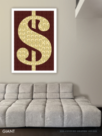 DOLLAR (gold) | Midcentury Graphic Studio | Werk op aluminium mat wit