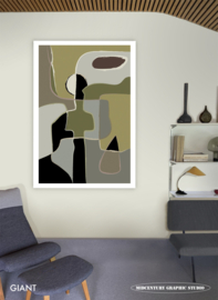 WALKING WITH THE DOG (green) | Midcentury Graphic Studio | Werk op aluminium mat wit