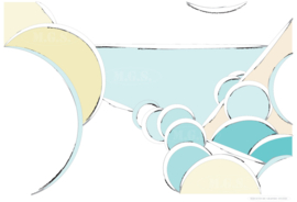 SEA VIEW (aqua) | Midcentury Graphic Studio | Werk op aluminium mat wit