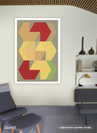 QUARTER PAST THREE (portrait) | Midcentury Graphic Studio | Werk op aluminium mat wit
