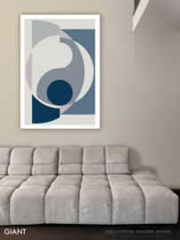 WHALE (blue) | Midcentury Graphic Studio | Werk op aluminium mat wit