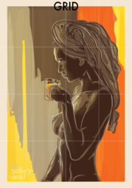 COFFEE (orange) | Caspar Luuk | Art print op houten wanddecoratie
