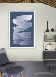 FLOATING (blue) | Midcentury Graphic Studio | Werk op aluminium mat wit