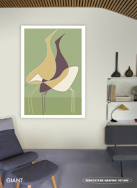WATERFOWL (green) | Midcentury Graphic Studio | Werk op aluminium mat wit