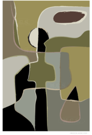 WALKING WITH THE DOG (green) | Midcentury Graphic Studio | Werk op aluminium mat wit