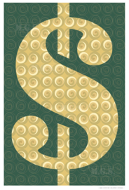 DOLLAR (green) | Mid-Century Graphic Studio | Art print op aluminium mat wit |