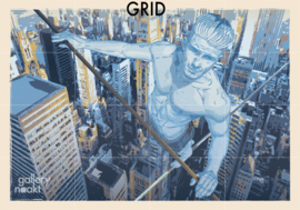 ACROPHOBIA (blue) | Caspar Luuk | Art print op houten wanddecoratie