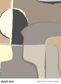 WALKING WITH THE DOG (brown) | Midcentury Graphic Studio | Werk op aluminium mat wit