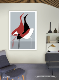 WATERFOWL (grey) | Midcentury Graphic Studio | Werk op aluminium mat wit