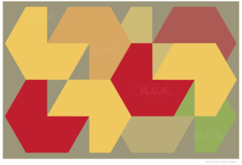 QUARTER PAST THREE (landscape) | Midcentury Graphic Studio | Werk op aluminium mat wit