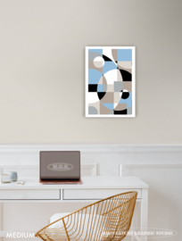 SUNSET (blue) | Midcentury Graphic Studio | Werk op aluminium mat wit