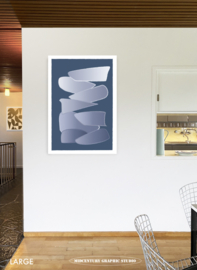 FLOATING (blue) | Midcentury Graphic Studio | Werk op aluminium mat wit