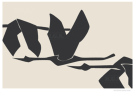 CRANES (black) | Midcentury Graphic Studio | Werk op aluminium mat wit