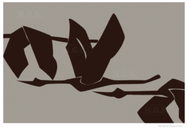 CRANES (brown) | Midcentury Graphic Studio | Werk op aluminium mat wit