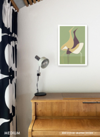 WATERFOWL (green) | Midcentury Graphic Studio | Werk op aluminium mat wit