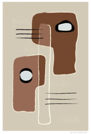 NEST (brown) | Midcentury Graphic Studio | Werk op aluminium mat wit