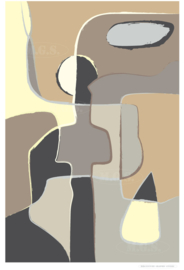 WALKING WITH THE DOG (brown) | Midcentury Graphic Studio | Werk op aluminium mat wit