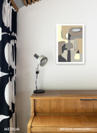 WALKING WITH THE DOG (brown) | Midcentury Graphic Studio | Werk op aluminium mat wit