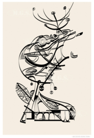 BIRD | Mid-Century Graphic Studio | Art print op aluminium mat wit